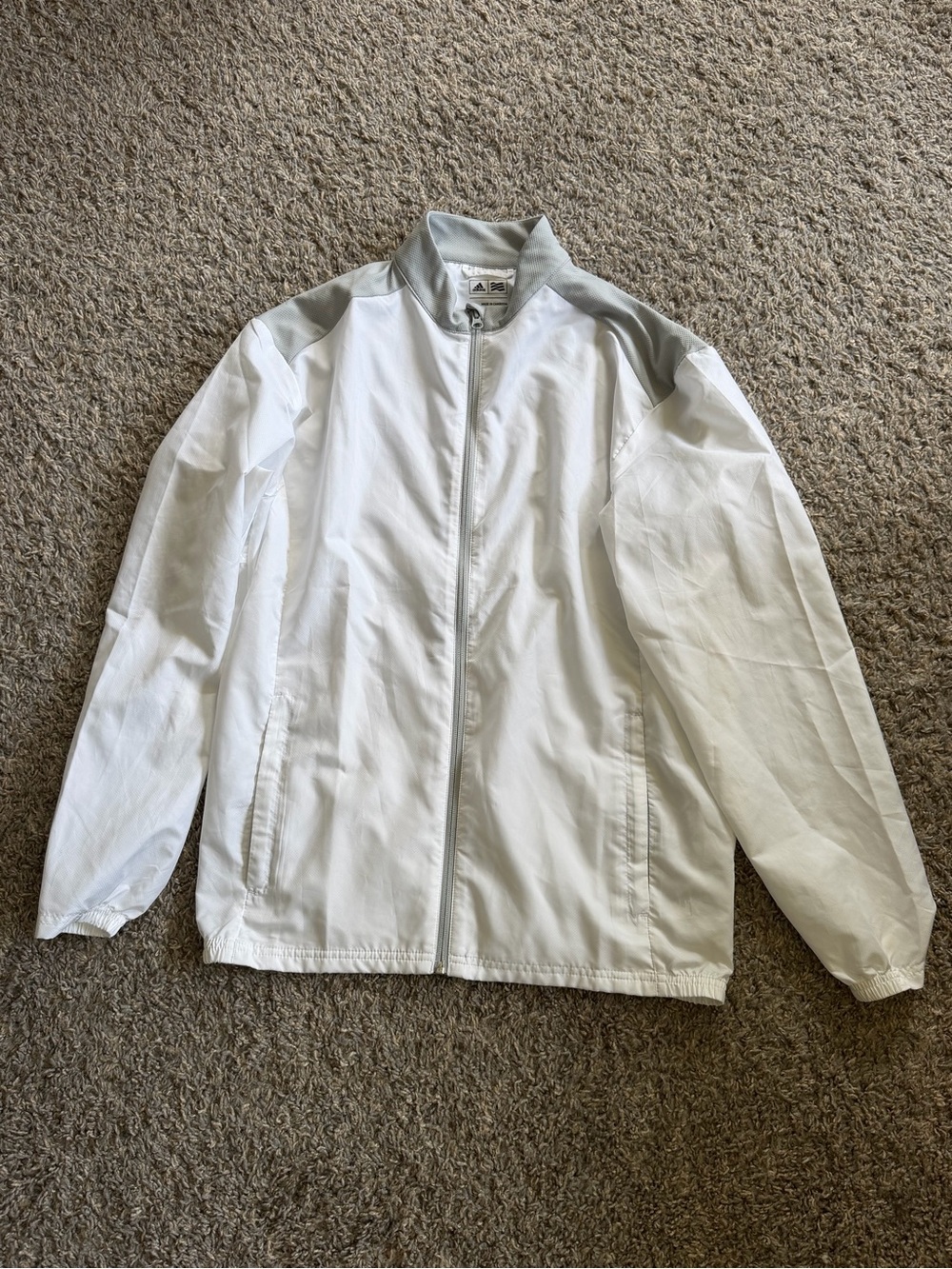 adidas White and Light Gray Men's Windbreaker Jacket